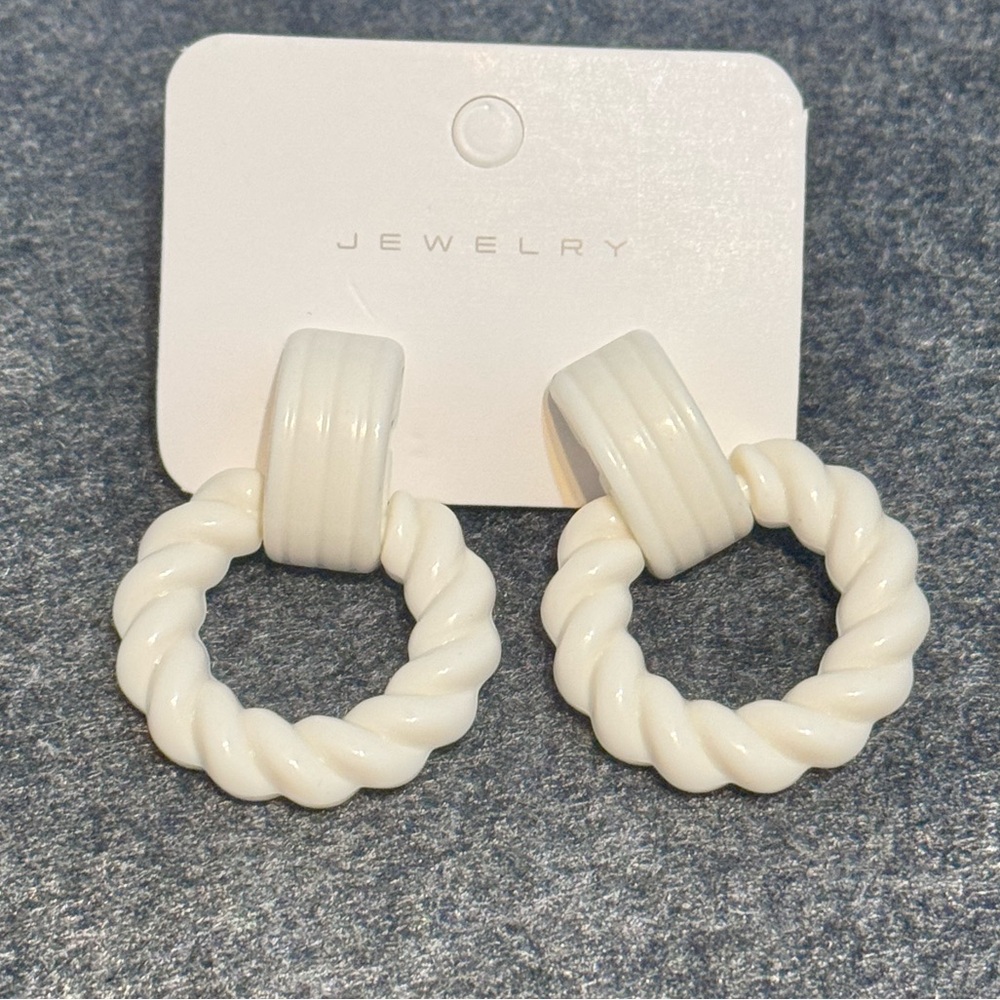 White Twisted Hoop Earrings.. New